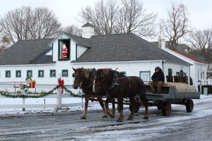 Horses Pulling Wagon in Winter at Mackinac Island