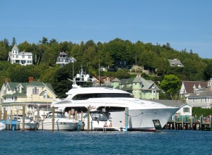 Large yacht at Mackinac harbor