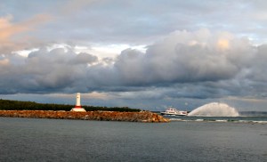 Star Line Ferry skims by the St. Ignace Marina